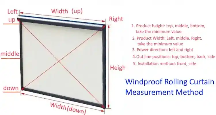 Measurement method for windproof roller shutters